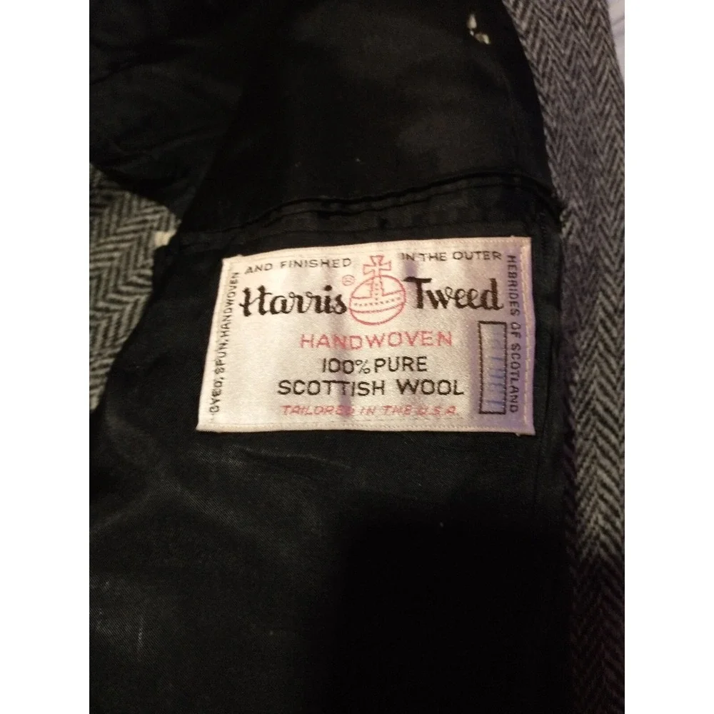HARRIS TWEED Size 44 VTG Handwoven 100% Pure Scottish Wool Blazer Jacket DAMAGED